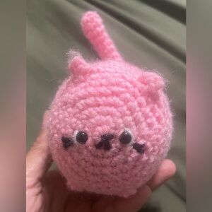 Pink Crochet Cat Plush